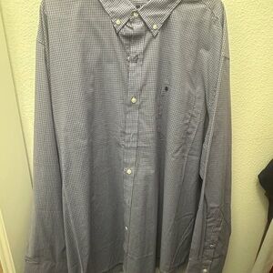 Izod Men's Navy Checkered Button Down Shirt